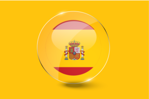 西班牙国旗光泽圆形按钮