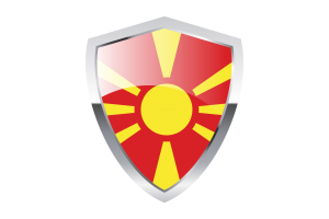 北马其顿国旗与尖三角形盾牌