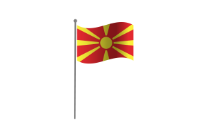 挥舞着北马其顿的旗帜