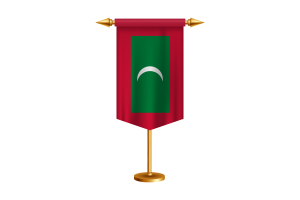 马尔代夫国旗插图与支架