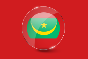 毛里塔尼亚国旗光泽圆形按钮