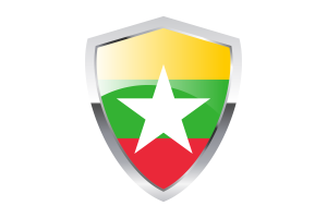 缅甸国旗与尖三角形盾牌