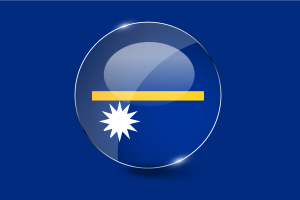 瑙鲁国旗光泽圆形按钮