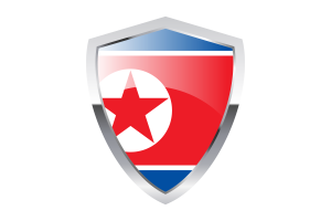朝鲜国旗与尖三角形盾牌