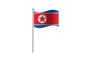 挥舞着朝鲜国旗