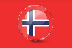 挪威国旗光泽圆形按钮