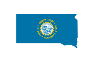 南达科他州地图与旗帜