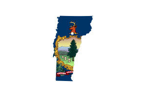 佛蒙特州地图与旗帜