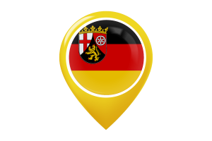 莱茵兰-普法尔茨州旗帜地图图钉图标