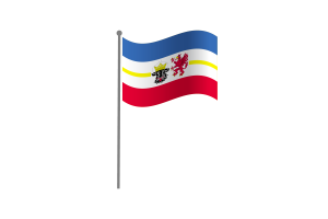 挥舞着梅克伦堡-前波美拉尼亚州旗帜