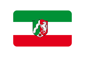 北莱茵-威斯特法伦州旗帜圆角矩形矢量插图