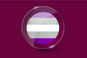 灰色无性恋旗帜光泽圆形按钮
