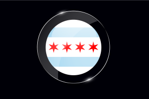 芝加哥旗帜光面圆形按钮