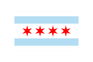 芝加哥旗帜圆角矩形矢量插图