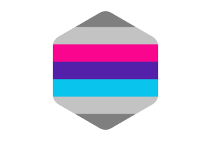 Demiandrogyne双性别认同群体旗圆形六边形