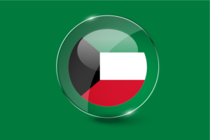 科威特国旗光泽圆形按钮