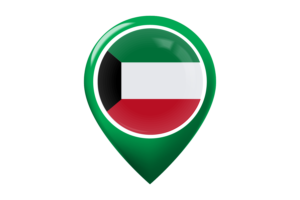 科威特国旗地图图钉图标
