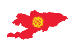 吉尔吉斯斯坦地图与国旗