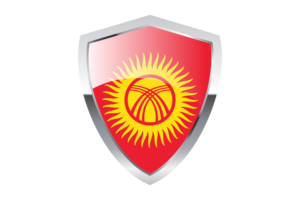 吉尔吉斯斯坦国旗与尖三角形盾牌