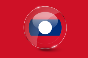 老挝国旗光泽圆形按钮