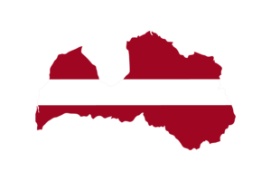 拉脱维亚地图与国旗