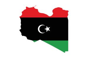 利比亚地图与国旗
