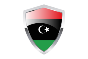 利比亚国旗与尖三角形盾牌