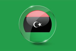 利比亚国旗光面圆形按钮
