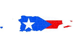 波多黎各地图与旗帜