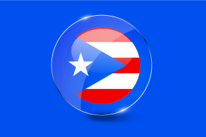 波多黎各旗帜光泽圆形按钮