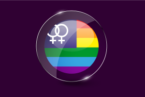 女同性恋骄傲旗帜光泽圆形按钮