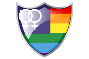 带有女同性恋骄傲旗帜的盾牌