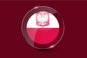 波兰国旗光面圆形按钮