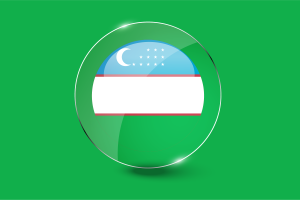 乌兹别克斯坦国旗光泽圆形按钮