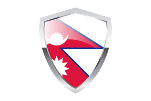 尼泊尔国旗与尖三角形盾牌