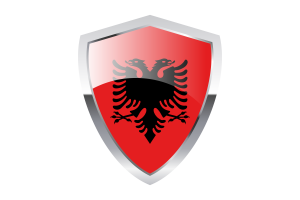 阿尔巴尼亚国旗与尖三角形盾牌