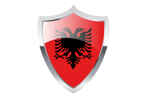 阿尔巴尼亚国旗与中世纪加热器盾牌