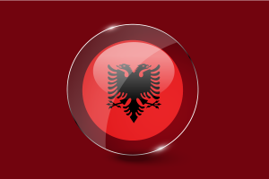 阿尔巴尼亚国旗光泽圆形按钮