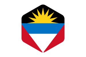 安提瓜和巴布达旗帜圆形六边形