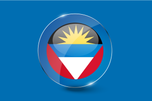 安提瓜和巴布达旗帜光泽圆形按钮