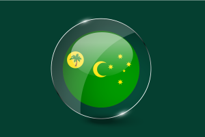科科斯（基林）群岛旗帜光泽圆形按钮