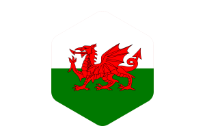 威尔士旗帜圆形六边形