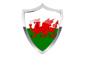 威尔士旗帜与中世纪加热器盾牌