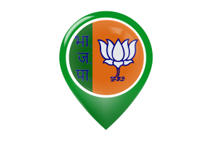 印度人民党旗帜地图图钉图标
