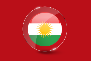 库尔德斯坦旗帜光泽圆形按钮