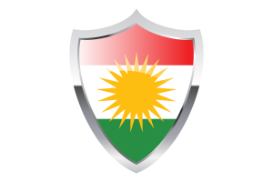 带有中世纪加热器盾牌的库尔德斯坦旗帜