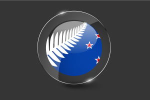新西兰旗帜光泽圆形按钮