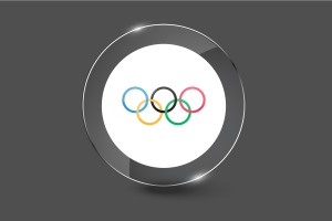 奥运旗帜亮面圆形按钮