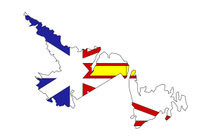 纽芬兰和拉布拉多地图与旗帜