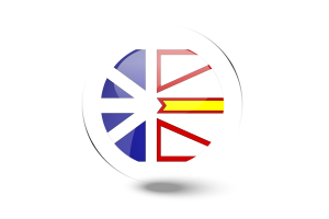 纽芬兰和拉布拉多旗帜光泽圆形按钮